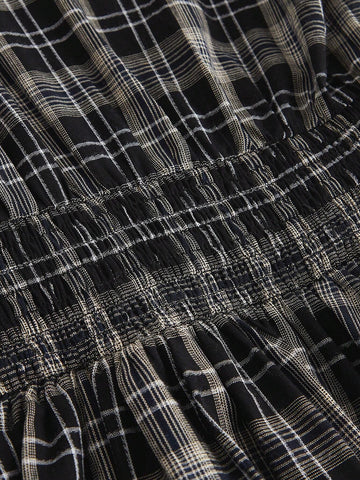 ROMWE Grunge Punk Retro Plaid Backless A-Line Cami Dress For Women