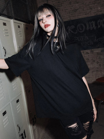 Grunge Punk Skeleton Graphic Drop Shoulder Tee, School