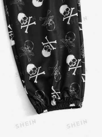 ROMWE Grunge Punk Skull Graphic Sweatpants