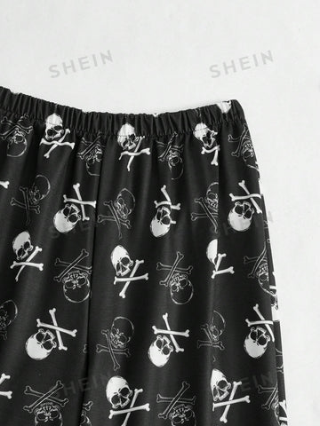 ROMWE Grunge Punk Skull Graphic Sweatpants