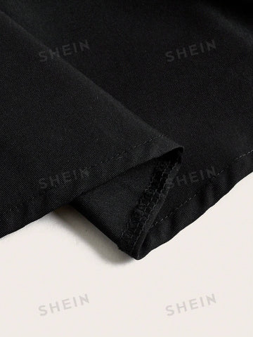 ROMWE Grunge Punk Solid Asymmetrical Hem Pleated Skirt