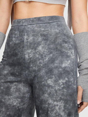 ROMWE Grunge Punk Tie Dye Split Hem Wide Leg Sweatpants