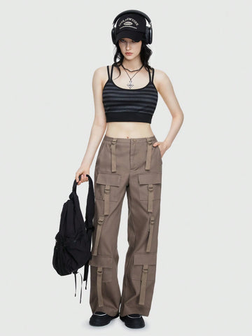 ROMWE Grunge Punk Ultra Low-Waist Women'S Cargo Pants