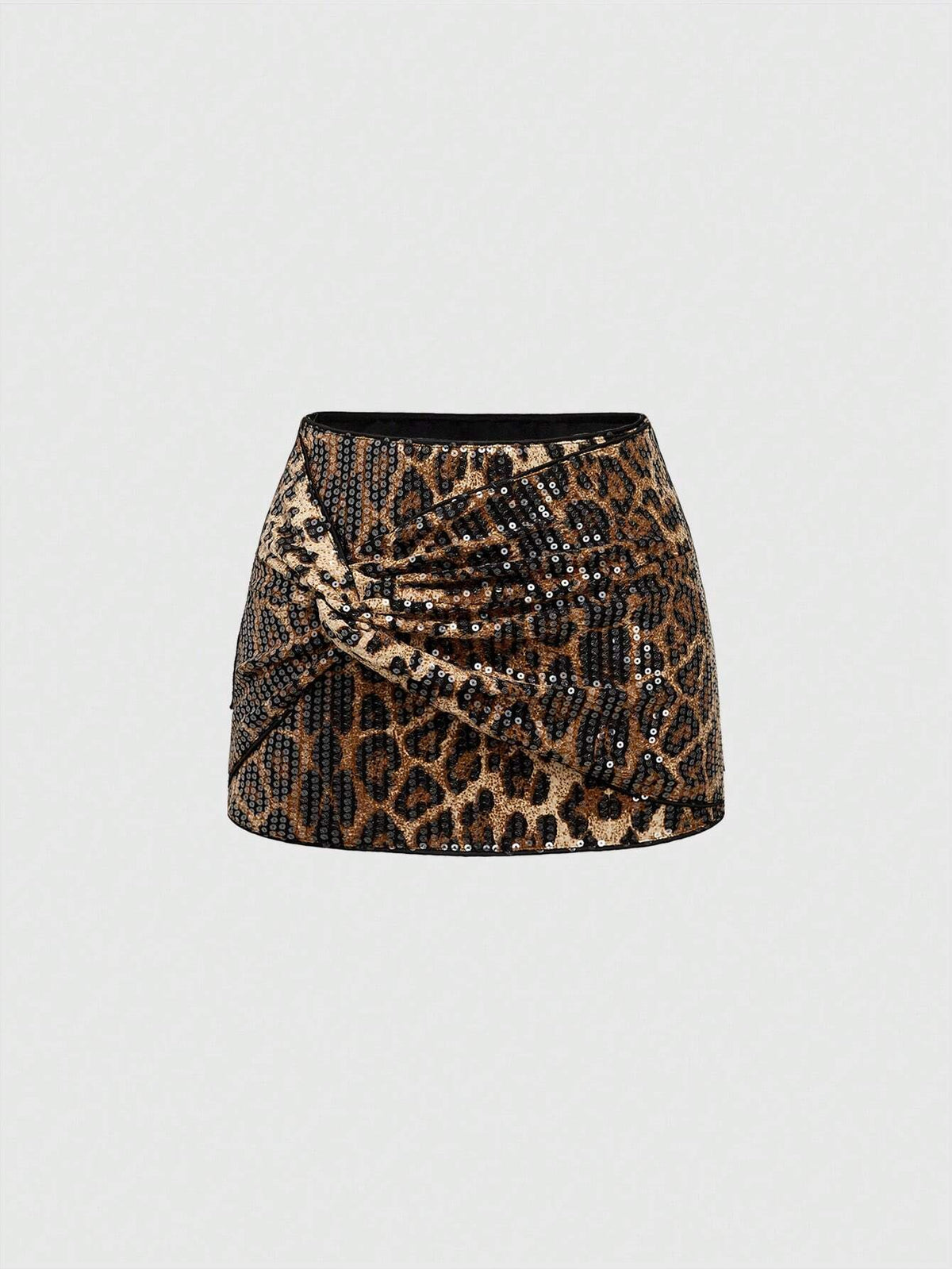 ROMWE Grunge Punk Y2K Subculture Leopard Print Sequined Low Waist Supershort Mini Skirt For Women