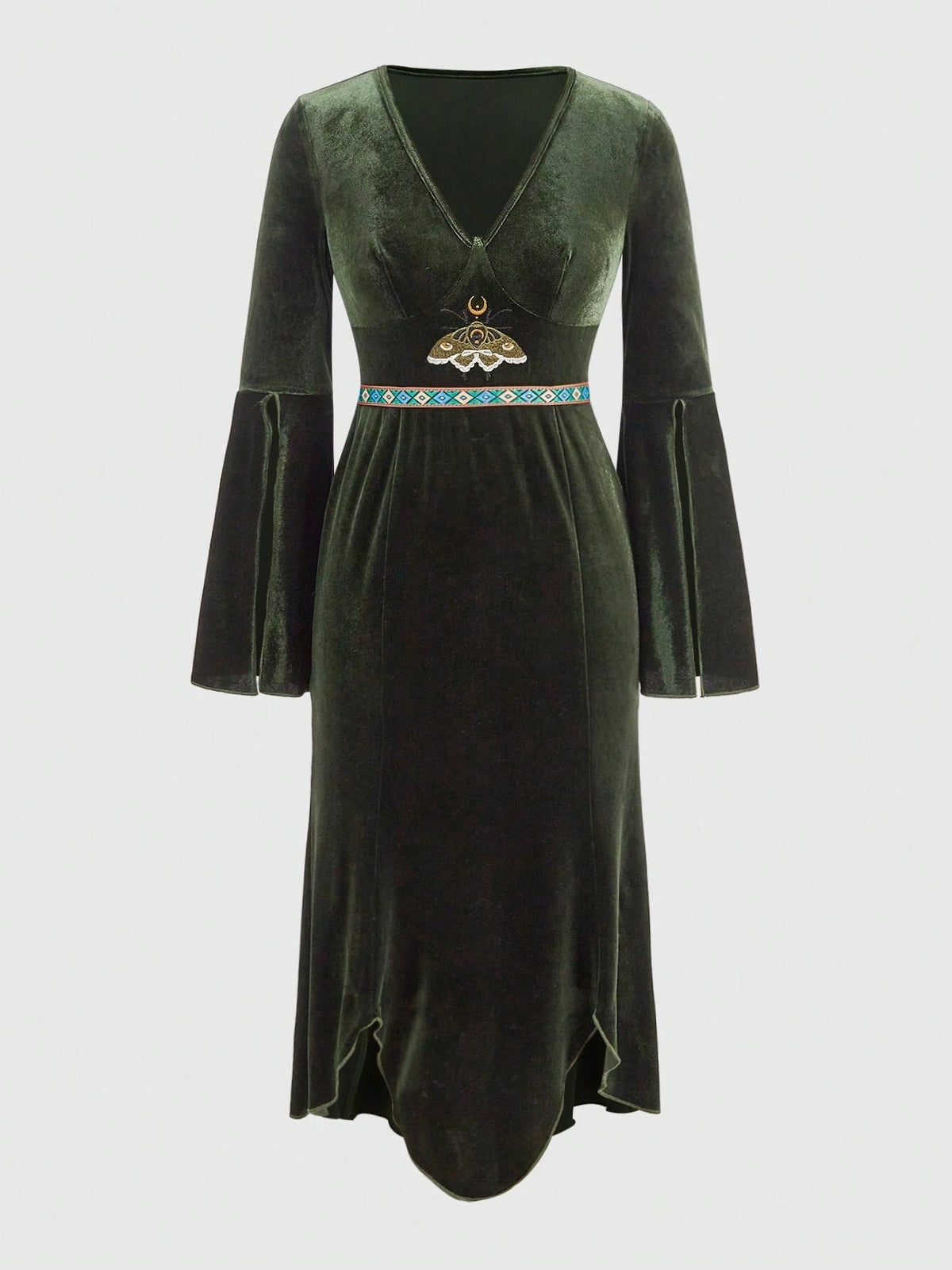 ROMWE Hippie Hippie Moth Embroidered Bohemian Dress