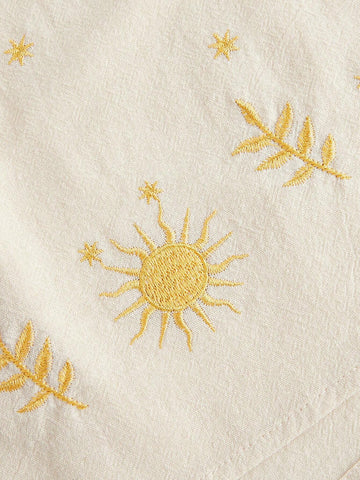 ROMWE Hippie Holiday Style Sun Embroidery Twist Knot Design Women's Tank Top And Shorts 2-Piece Set