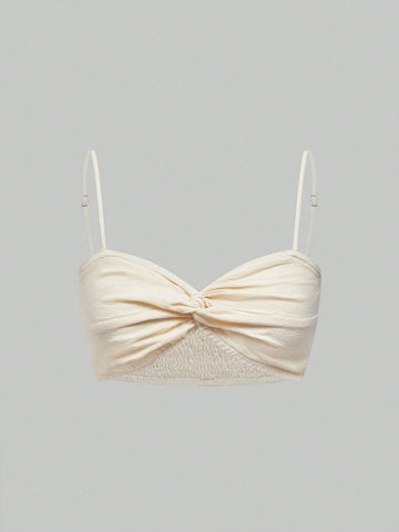 ROMWE Hippie Holiday Style Sun Embroidery Twist Knot Design Women's Tank Top And Shorts 2-Piece Set