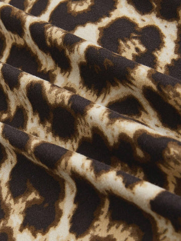 ROMWE Hippie Ladies Leopard Print Halter Tie Mini Dress