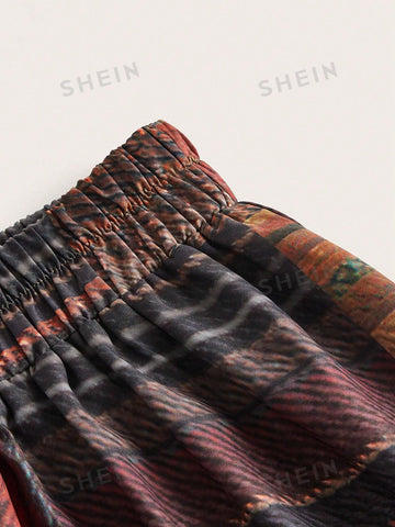 ROMWE Hippie Patchwork Print Knot Waist Skirt