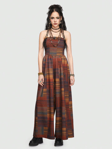 ROMWE Hippie Women'S Striped Tube Top Jumpsuit