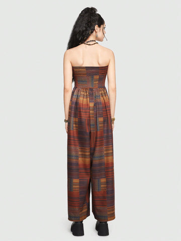 ROMWE Hippie Women'S Striped Tube Top Jumpsuit