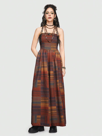 ROMWE Hippie Women'S Striped Tube Top Jumpsuit