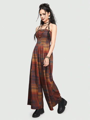 ROMWE Hippie Women'S Striped Tube Top Jumpsuit