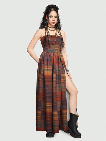 ROMWE Hippie Women'S Striped Tube Top Jumpsuit