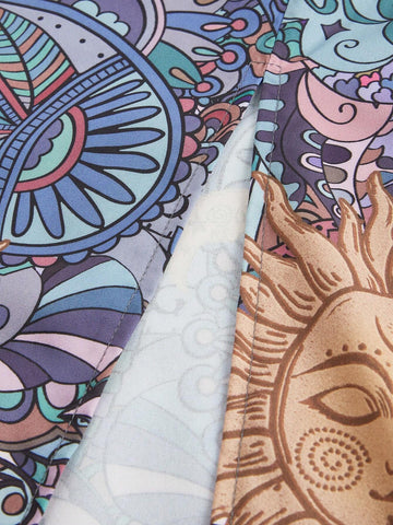 ROMWE Hippie Women Random Printed Simple Style Daily Wear Split Long Skirt