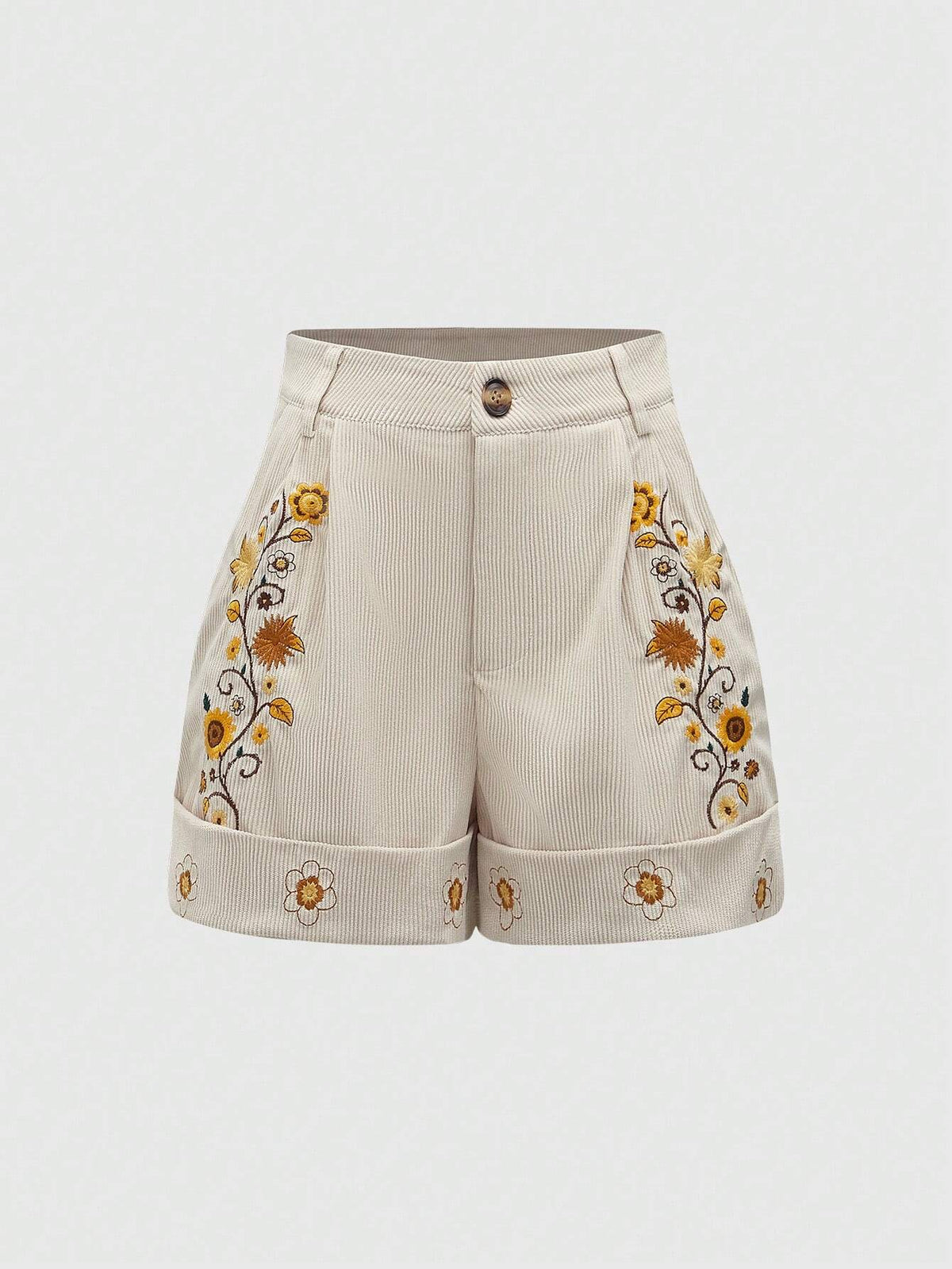ROMWE Hippie Women's Vacation Casual Floral Embroidery Frayed Edge Shorts
