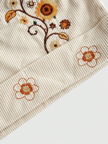 ROMWE Hippie Women's Vacation Casual Floral Embroidery Frayed Edge Shorts