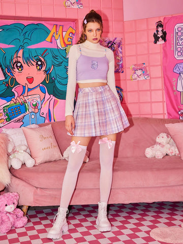 ROMWE J-Fashion Plaid Pleated Skirt, School