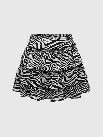 ROMWE J-Fashion Women Fashionable Zebra Printed A-Line Mini Skirt In Sexy Style