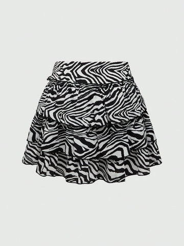 ROMWE J-Fashion Women Fashionable Zebra Printed A-Line Mini Skirt In Sexy Style
