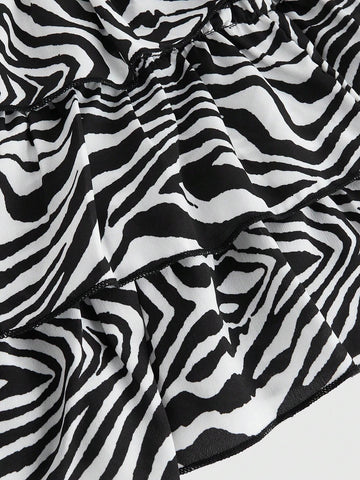 ROMWE J-Fashion Women Fashionable Zebra Printed A-Line Mini Skirt In Sexy Style