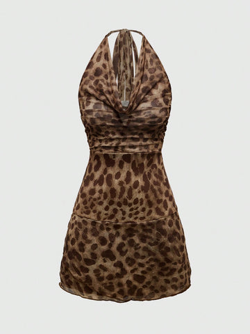 ROMWE J-Fashion Women's Leopard Print Sexy Club Mini Dress