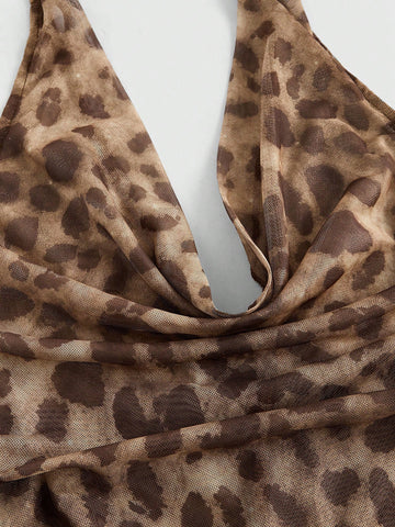 ROMWE J-Fashion Women's Leopard Print Sexy Club Mini Dress