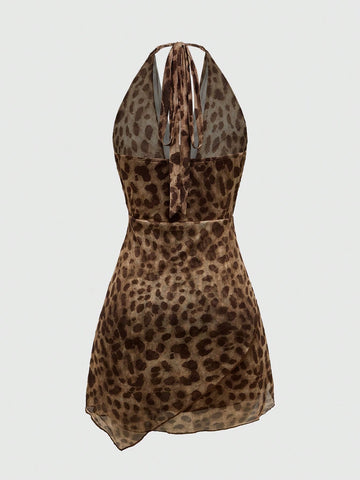 ROMWE J-Fashion Women's Leopard Print Sexy Club Mini Dress