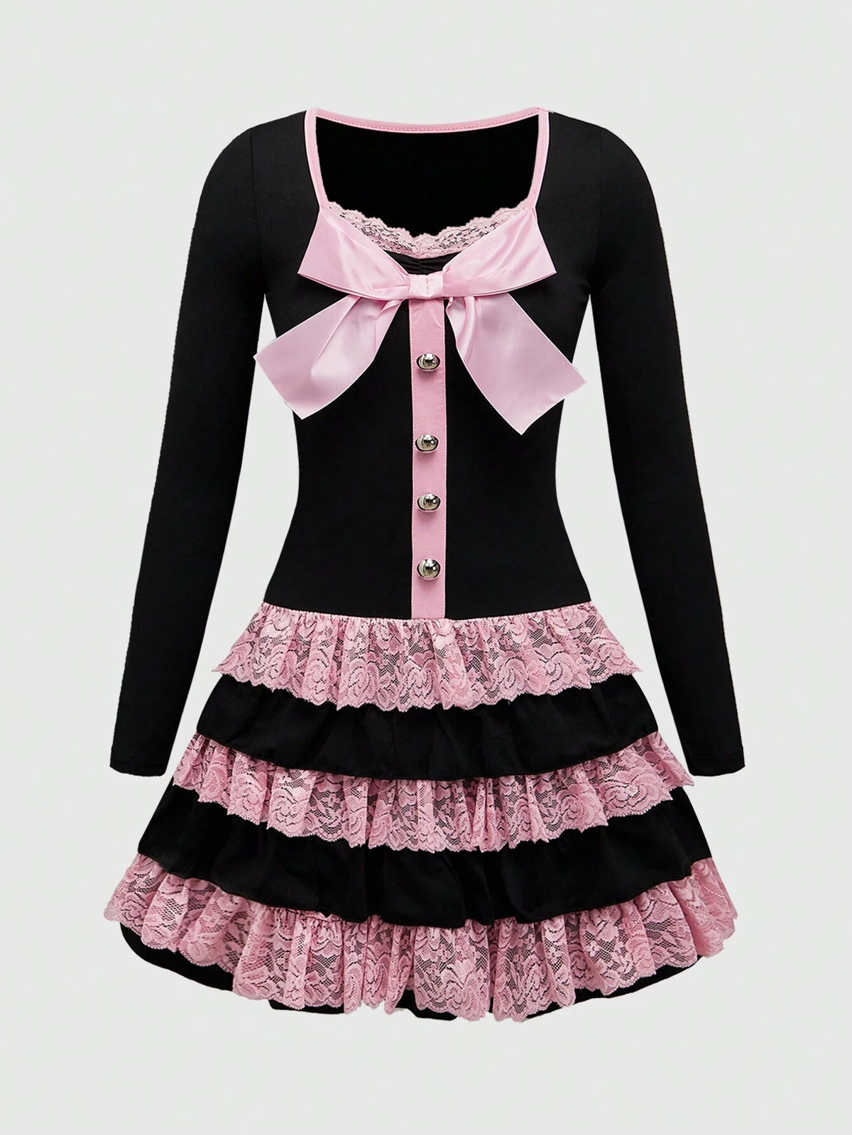 ROMWE J-Fashion Y2K Harajuku Style Bowknot Decor Smock Dress