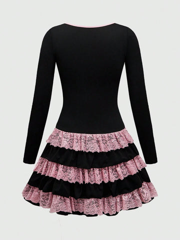 ROMWE J-Fashion Y2K Harajuku Style Bowknot Decor Smock Dress