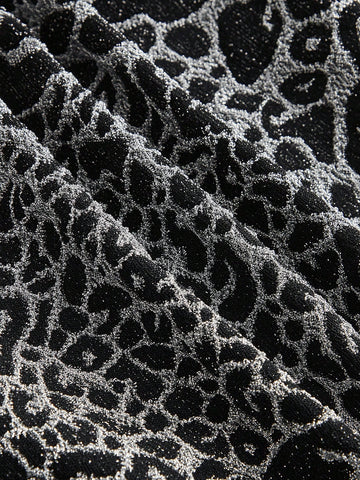 ROMWE J-Fashion Y2K Leopard Print Plunge Neck Metal Ring Design Textured Metallic Bodycon Mini Party Dress For Women