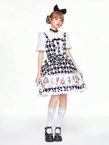 ROMWE Kawaii Cute Style Women Short Dress, Minimalist & Fashionable For Casual Daily Wear
