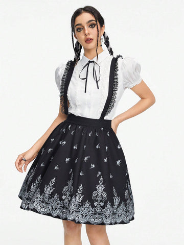 ROMWE Kawaii Lace Embroidered Sweet Women's Skirt