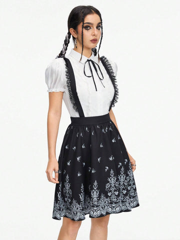 ROMWE Kawaii Lace Embroidered Sweet Women's Skirt