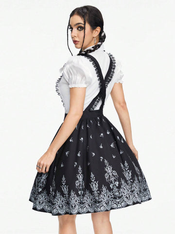 ROMWE Kawaii Lace Embroidered Sweet Women's Skirt