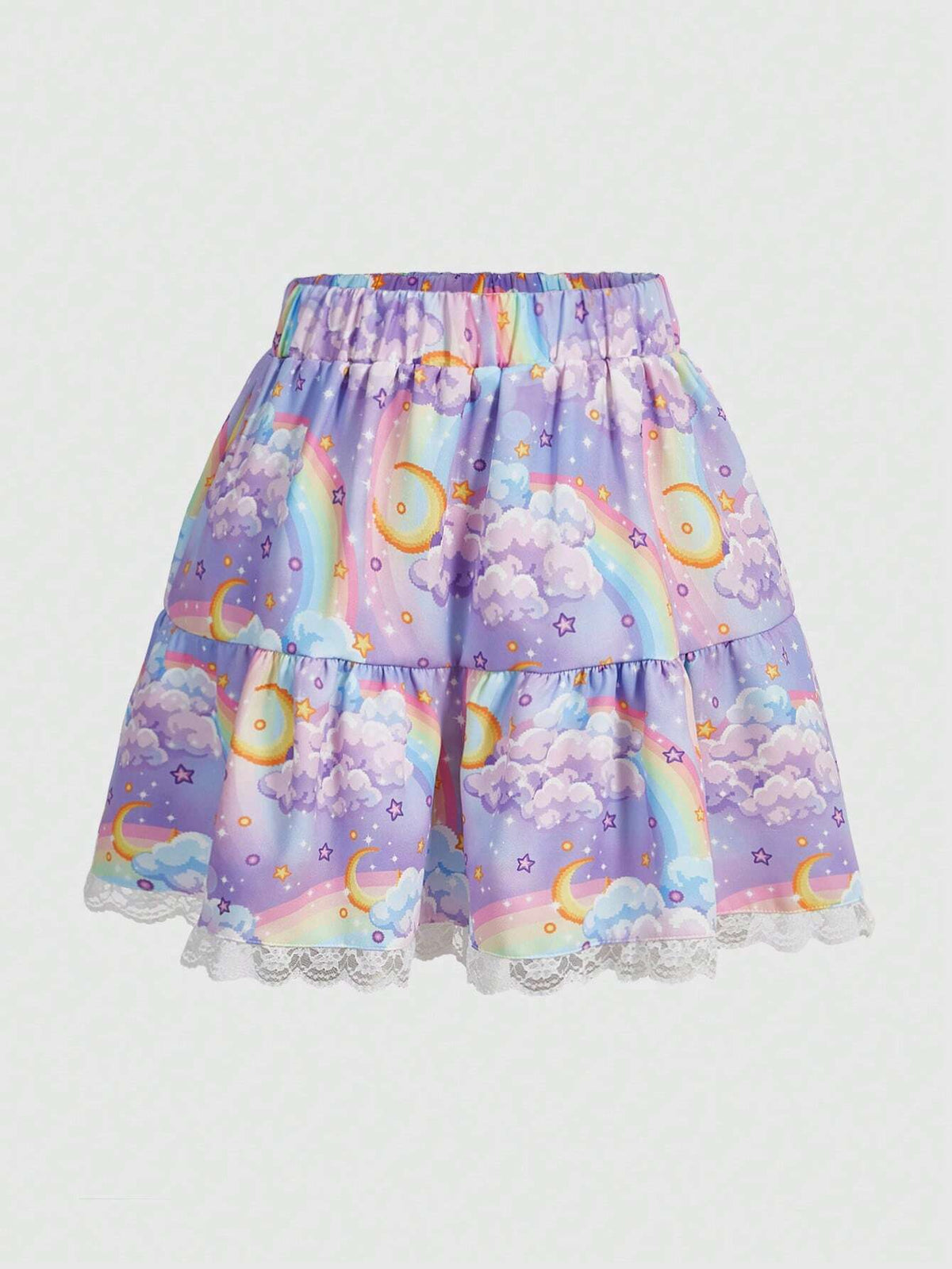 ROMWE Kawaii Women's Fashionable Princess Style Sweet Colorful Rainbow Cake Skirt