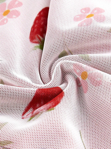ROMWE Kawaii Women's Summer Casual Strawberry Floral Sling Mini Dress