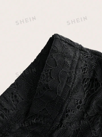 ROMWE PUNK Ruffle Hem Lace Skirt