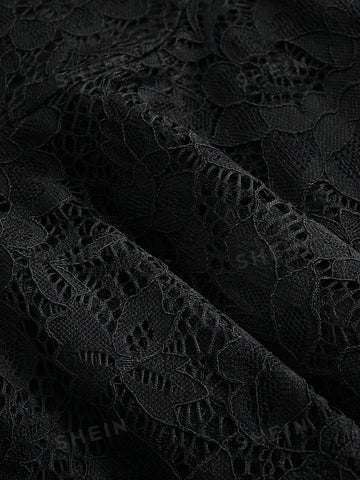 ROMWE PUNK Ruffle Hem Lace Skirt