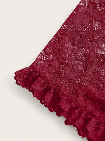 ROMWE PUNK Women Solid Color Stand Collar Lace Cropped Vest With Flare Sleeve For Spring/Summer
