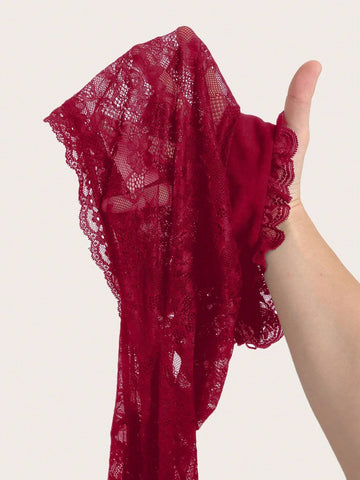 ROMWE PUNK Women Solid Color Stand Collar Lace Cropped Vest With Flare Sleeve For Spring/Summer