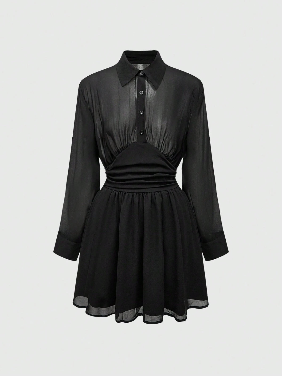 ROMWE Sexy Minimalist Semi-Sheer Waist Fit A-Line Dress For Women