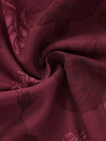 ROMWE Women Elegant Floral Print Mesh Fish Tail Half Skirt For Spring/Summer