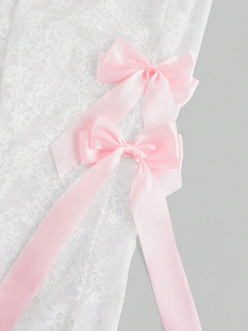 ROMWE Women's Slim Fit Butterfly Tie Decor Flare Leg Trendy Fashion Pants