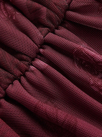 ROMWE Women's Vintage Floral Print Halter Neck Mesh Mermaid Long Dress