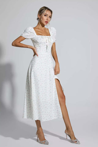 Raelyn Blue French Floral Midi Dress