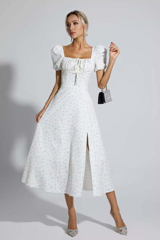 Raelyn Blue French Floral Midi Dress