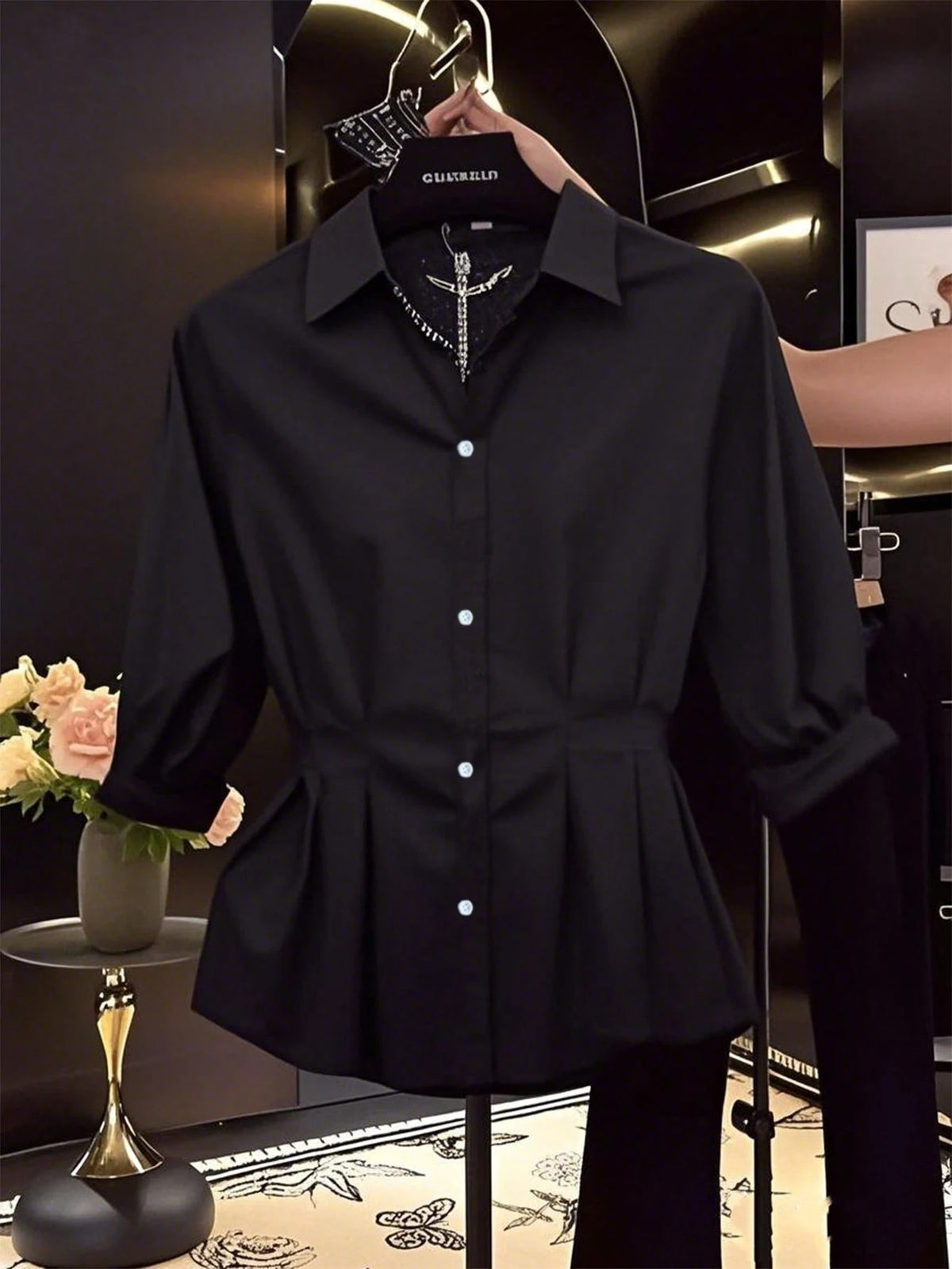 High-End White V-Neck Short Sleeve Fitted Blouse For Women, Minimalist Shir