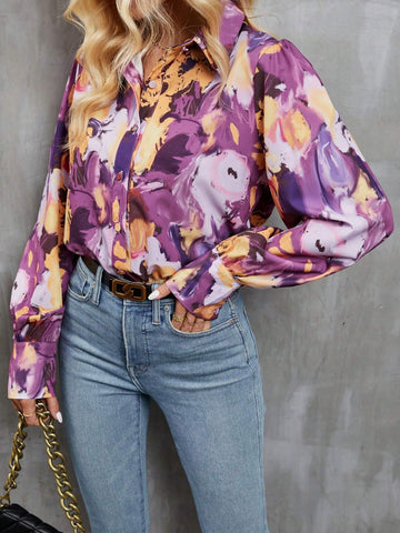 Random Printed Long Sleeve Casual Shirt