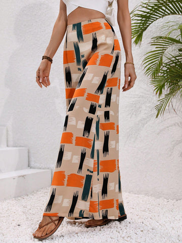 Random Printed Wide Leg Vacation Pants